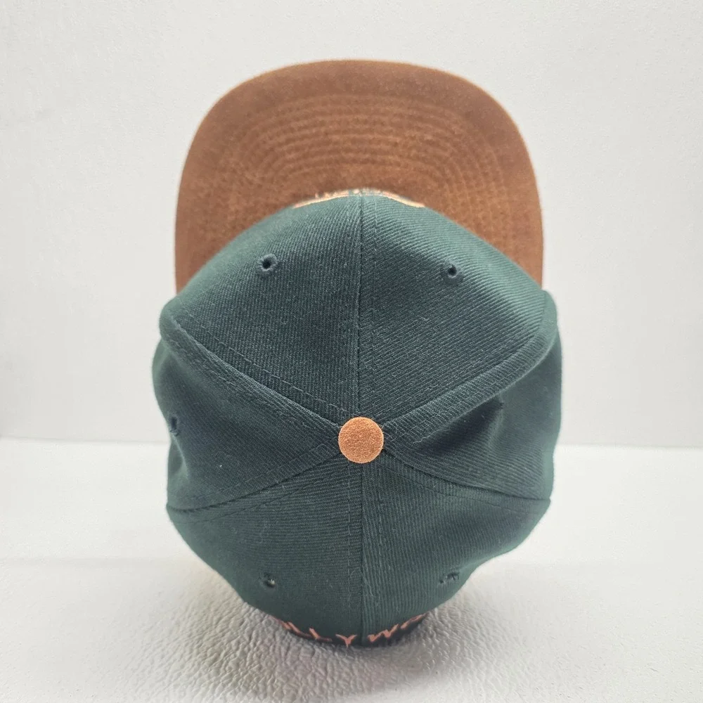 Color by Deluxe Hollywood Snapback Hat Green Brown Leather Vintage
